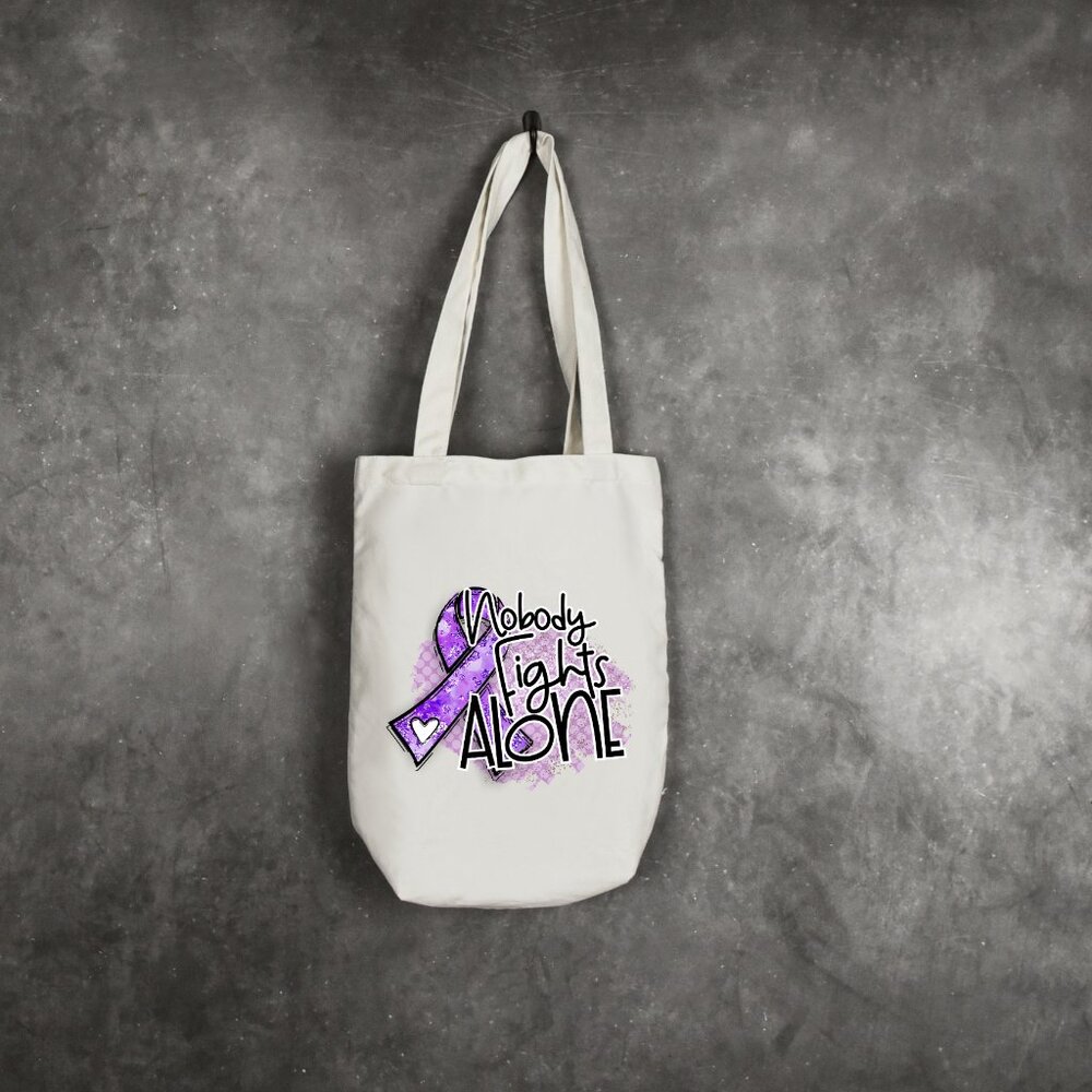 Women's Purple Ribbon Domestic Violence Heavy Canvas Custom Tote Bag